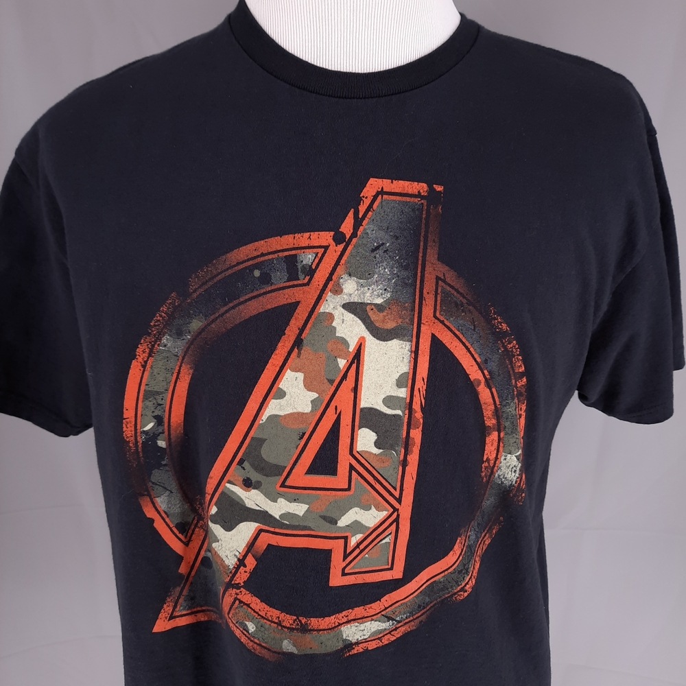 Marvel Avengers Black Camo Logo Graphic T-Shirt Men's XL